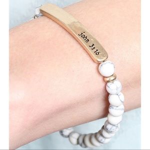 SALE!! ❤️ NEW! JOHN 3:16 - 6mm natural stone bead stretch faith bracelet